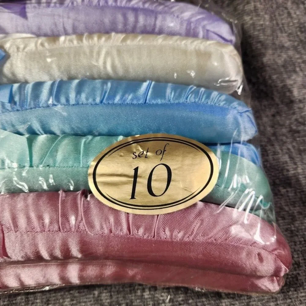 Whitmor Satin Padded Hangers White and Pastel Rainbow 15” 20pcs, 2 Pack Unopened